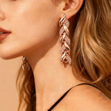 2PCS Glass Leaf Necklace Set Elegant Rhinestone Chain Necklace Bracelet For Women Fashion Luxury Jewelry Set